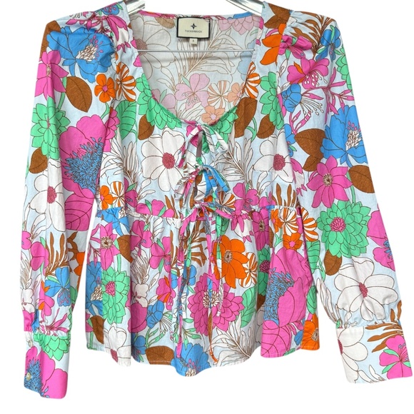 Tuckernuck Wild Rhapsody Baskin Tie Top Sz S - Picture 2 of 6